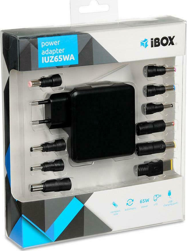 iBox Universal Φορτιστής Laptop 65W 2A με Αντάπτορα Τροφοδοσίας και με σετ βυσμάτων - Image 2