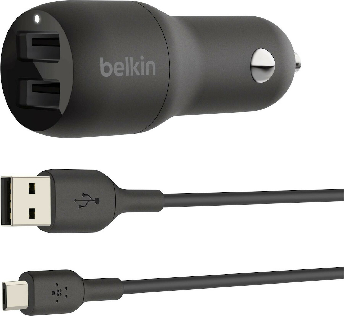 Belkin Φορτιστής Αυτοκινήτου με Θύρες 2xUSB-A και Καλώδιο Micro-USB