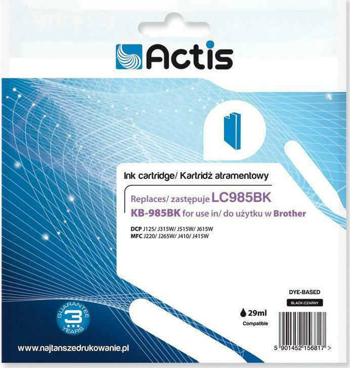 Actis Συμβατό Μελάνι Εκτυπωτή InkJet Brother LC985BK 28.5ml Μαύρο - Image 2