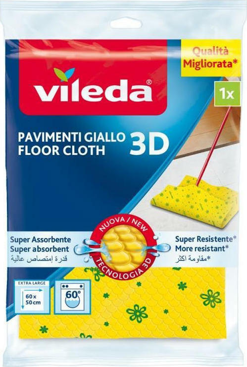 Vileda Odor Stop To The Floor Πανάκι Καθαρισμού με Μικροΐνες Γενικής Χρήσης Κίτρινο 60x59εκ.