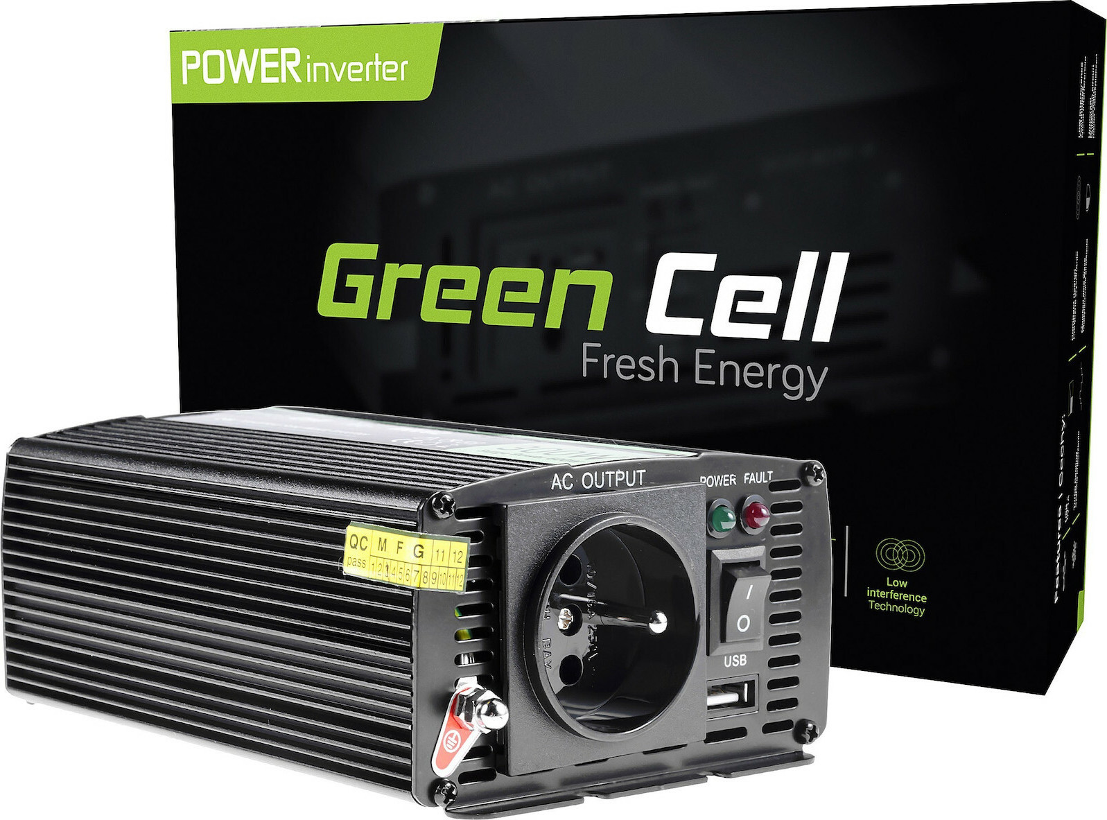 Green Cell Car Power Inverter Αυτοκινήτου Τροποποιημένου Ημιτόνου 600W για Μετατροπή 24V DC σε 230V AC με 1xUSB - Image 2
