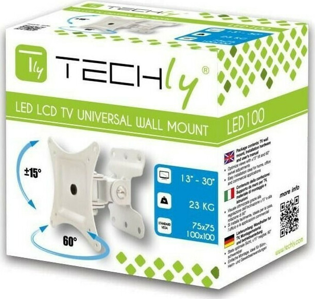 Techly ICA-LCD 201 Βάση Τηλεόρασης Τοίχου με Βραχίονα έως 30" και 23kg - Image 2