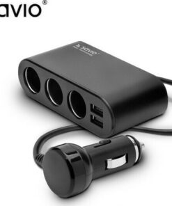 Savio SA-024 Φορτιστής Αυτοκινήτου με Θύρες 2xUSB-A 3xΑναπτήρα και Καλώδιο Ενσωματωμένο