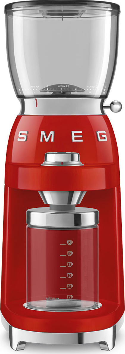Smeg CGF01RDEU Ηλεκτρικός Μύλος Καφέ 150W με Χωρητικότητα 350gr και 30 Επίπεδα Άλεσης Κόκκινος