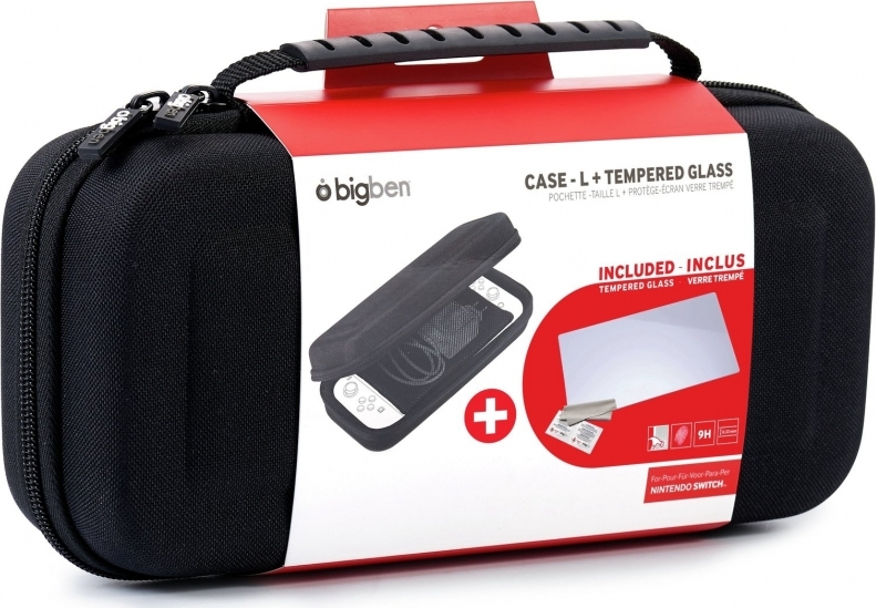 Bigben Interactive Case L & tempered Glass Υφασμάτινη Θήκη Μεταφοράς για Κονσόλα Switch Διάφανη