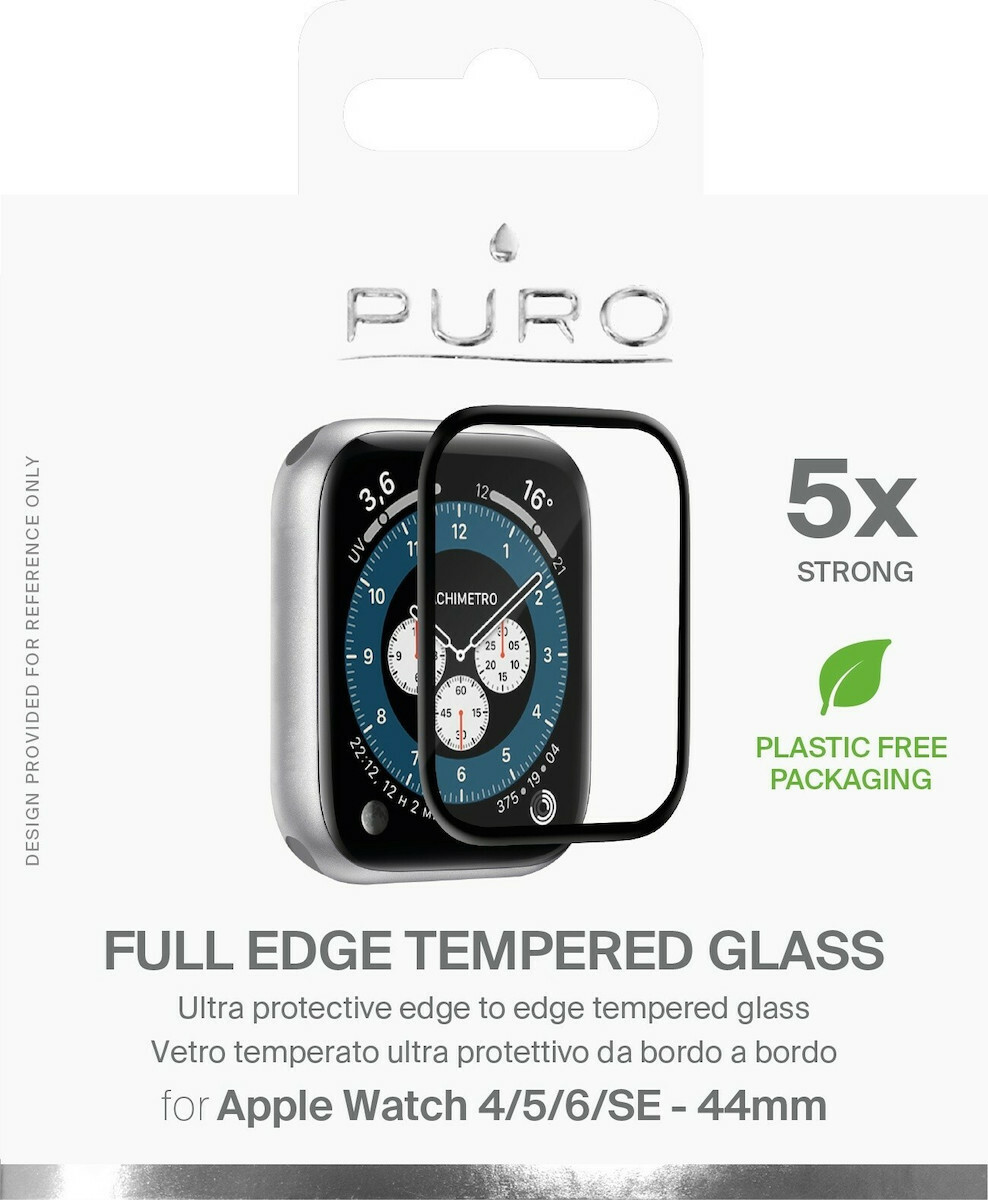 Puro Edge Black Full Face Tempered Glass για το Apple Watch 44mm 1τμχ SDGFSAW44-BLK