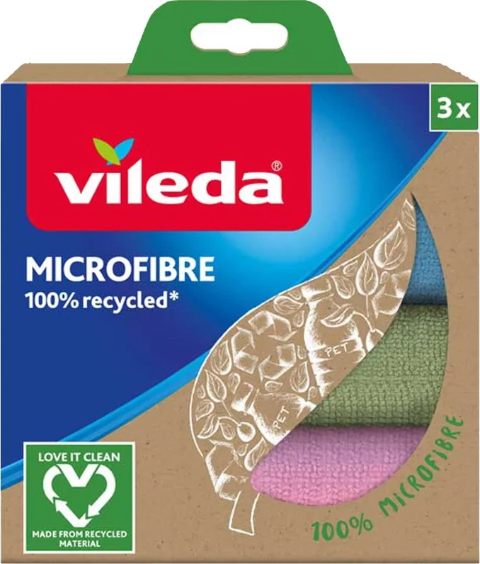 Vileda Microfibre Cloth Πανάκια Καθαρισμού με Μικροΐνες Γενικής Χρήσης Πολύχρωμα 30εκ. 3τμχ