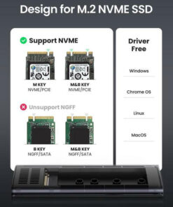 Alternative view of Ugreen CM400 Θήκη για Σκληρό Δίσκο M.2 PCI Express NVME με σύνδεση USB 3.1 Type-C σε Γκρι χρώμα