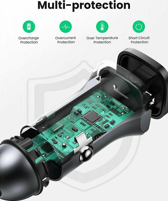 Ugreen CD130 Φορτιστής Αυτοκινήτου με Θύρες 1xUSB-A 1xType-C - Image 6