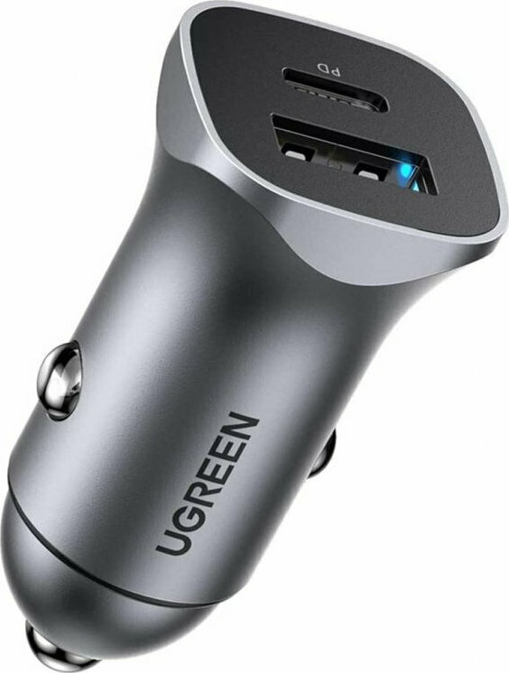 Ugreen CD130 Φορτιστής Αυτοκινήτου με Θύρες 1xUSB-A 1xType-C