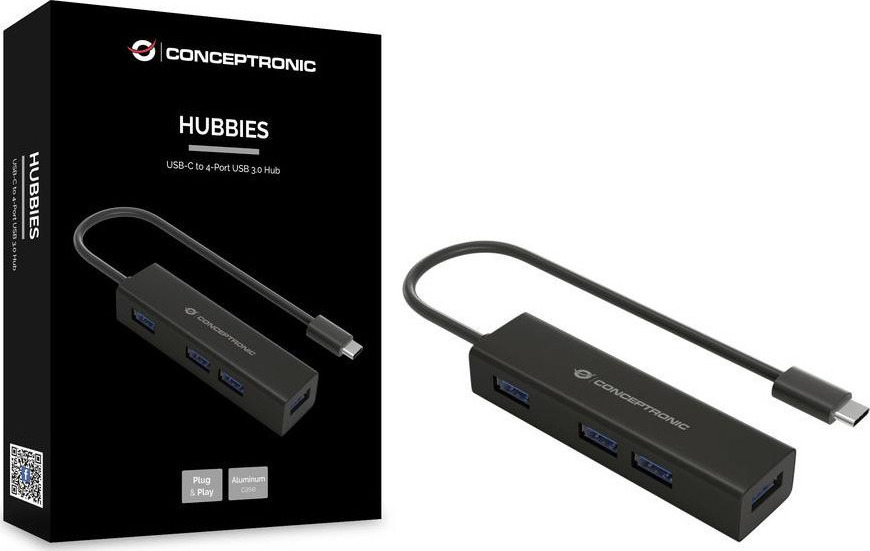 Conceptronic USB 3.0 Hub 4 Θυρών με σύνδεση USB-C (HUBBIES07B) - Image 2