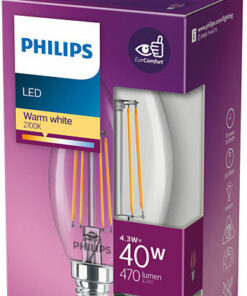 Alternative view of Philips Λάμπα LED 4.3W 97mm για Ντουί E14 και Σχήμα B35 Θερμό Λευκό 470lm 929001889755