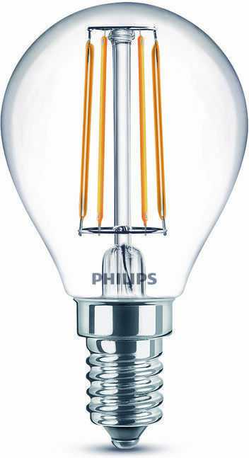 Philips Λάμπα LED 4.3W 82mm για Ντουί E14 και Σχήμα P45 Θερμό Λευκό 470lm 929001890455