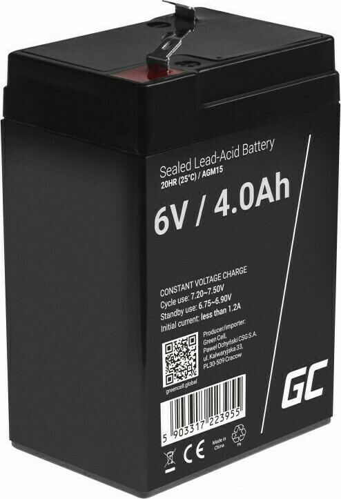 Green Cell με Χωρητικότητα 4Ah και Τάση 6V AGM15 1τμχ