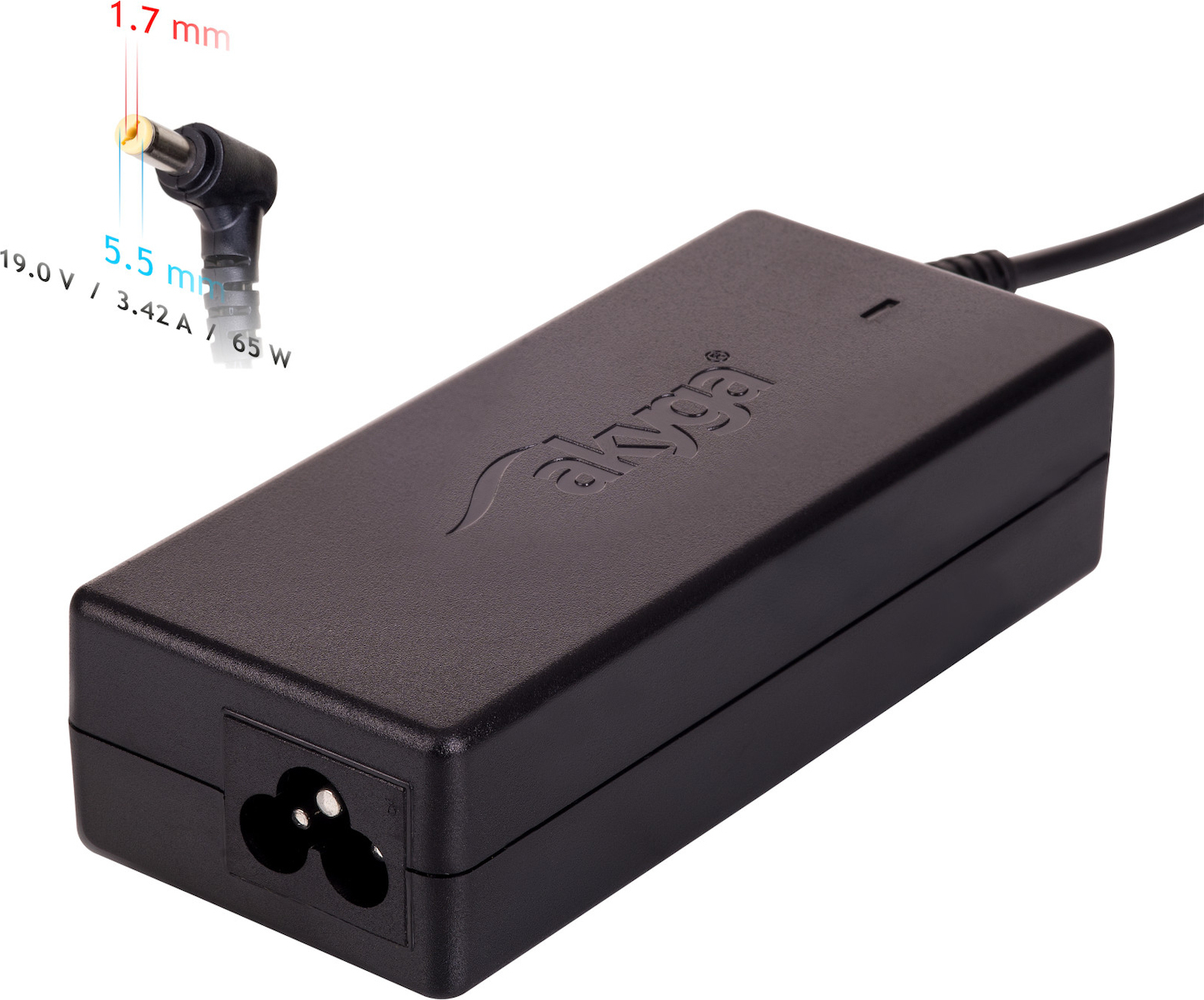 Akyga Φορτιστής Laptop 65W 19V 3.42A για Acer χωρίς Καλώδιο Τροφοδοσίας