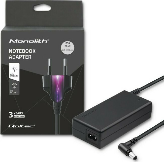 Qoltec Φορτιστής Laptop 65W 19V 3.42A για Acer χωρίς Καλώδιο Τροφοδοσίας - Image 3