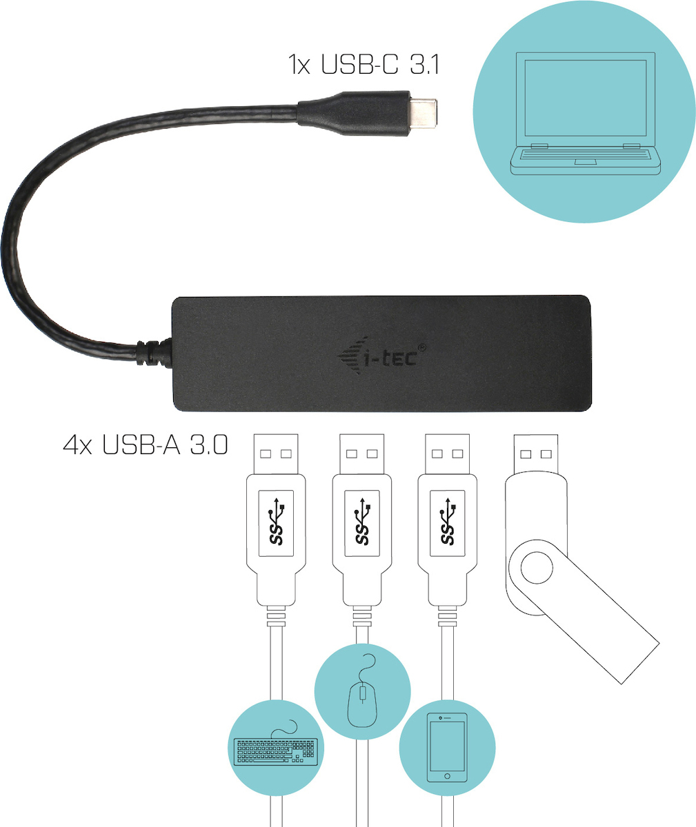 i-tec USB 3.0 Hub 4 Θυρών με σύνδεση USB-C & Θύρα Φόρτισης - Image 6