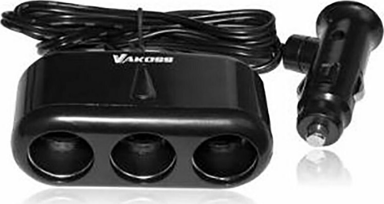 Vakoss Φορτιστής Αυτοκινήτου με Θύρες 3xΑναπτήρα και Καλώδιο Ενσωματωμένο - Image 2