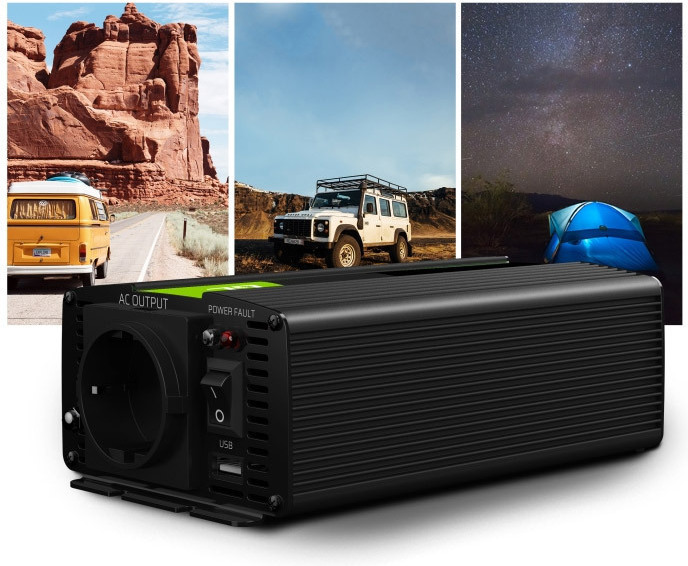 Green Cell Inverter Αυτοκινήτου Τροποποιημένου Ημιτόνου 300W για Μετατροπή 12V DC σε 230V AC με 1xUSB INV01DE - Image 5