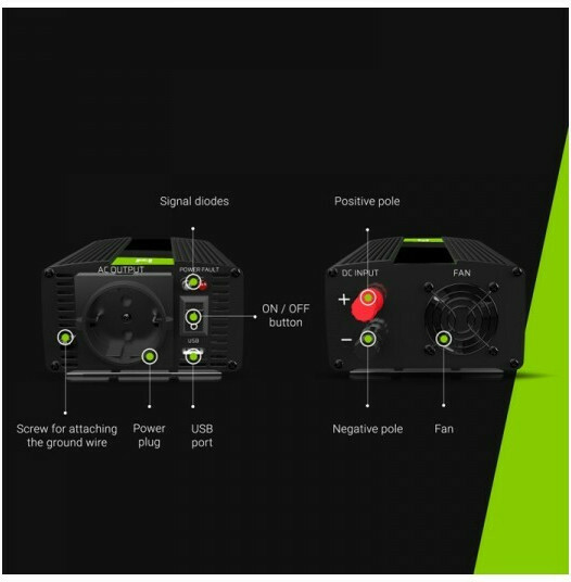 Green Cell Car Power Inverter Αυτοκινήτου Τροποποιημένου Ημιτόνου 600W για Μετατροπή 24V DC σε 230V AC με 1xUSB - Image 8