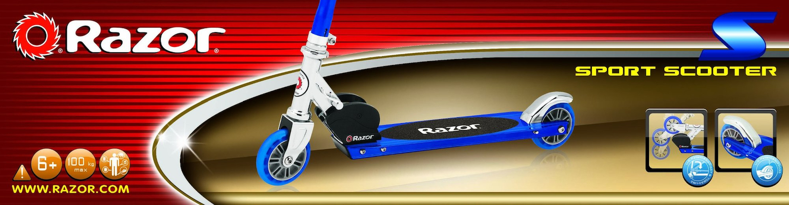 Razor Παιδικό Πατίνι Αναδιπλούμενο S Sport Δίτροχο Μπλε 13073043 - Image 3