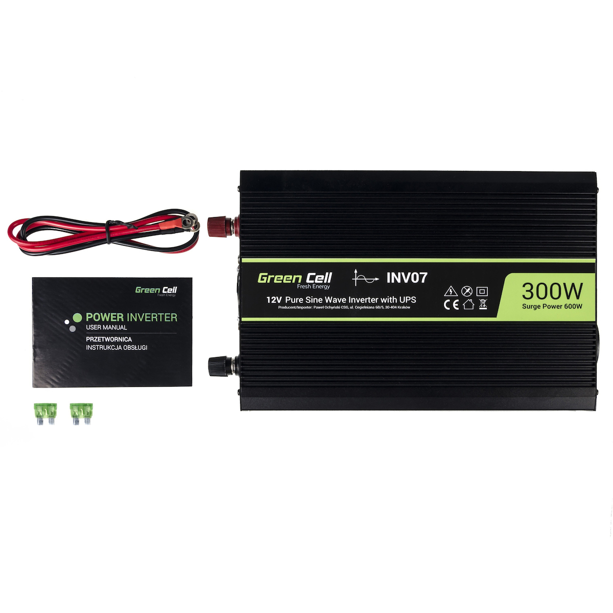 Green Cell Inverter Αυτοκινήτου Καθαρού Ημιτόνου 600W για Μετατροπή 12V DC σε 220V AC - Image 3