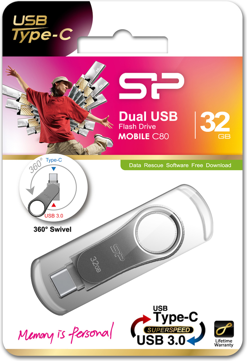 Silicon Power Mobile C80 32GB USB 3.0 USB-C Ασημί - Image 4