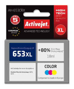 Active Jet Συμβατό Μελάνι Εκτυπωτή InkJet HP 653XL 3YM74AE 320 Σελίδων 18ml Πολλαπλό (Color)