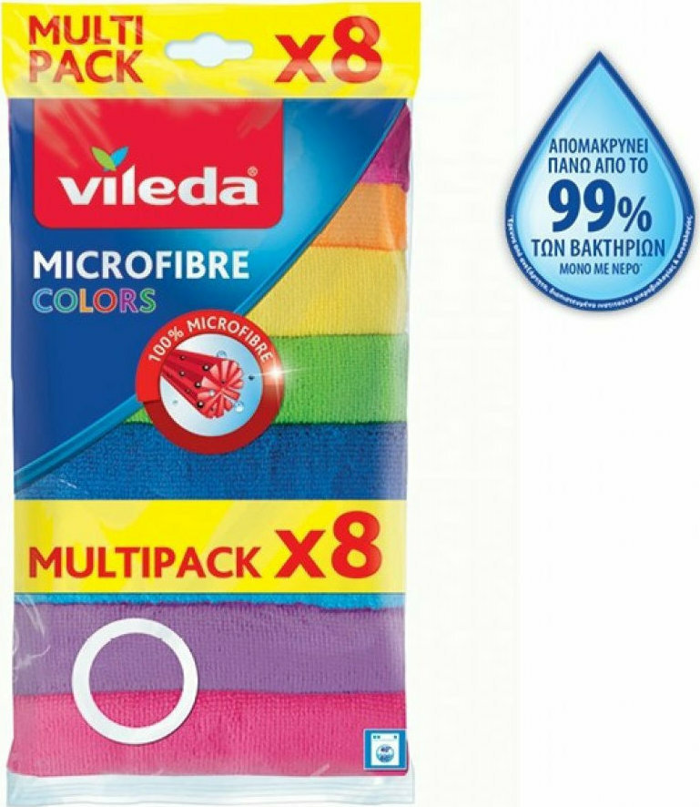 Vileda Colors Πανάκια Καθαρισμού με Μικροΐνες Γενικής Χρήσης Πολύχρωμα 30x30εκ. 8τμχ - Image 2