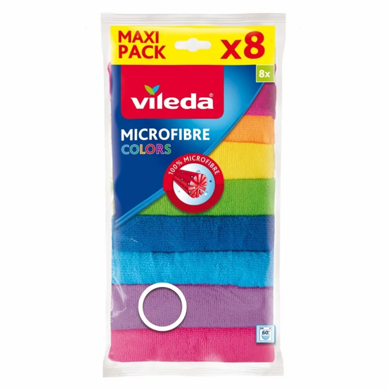 Vileda Colors Πανάκια Καθαρισμού με Μικροΐνες Γενικής Χρήσης Πολύχρωμα 30x30εκ. 8τμχ - Image 3