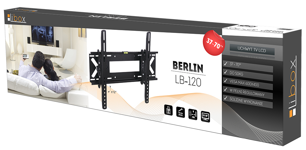 Libox Berlin LB-120 Βάση Τηλεόρασης Τοίχου έως 70" και 50kg - Image 4