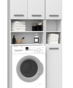 Topeshop Marpol Ντουλάπι Μπάνιου Πλυντηρίου Μ96xΒ30xΥ183cm Λευκό