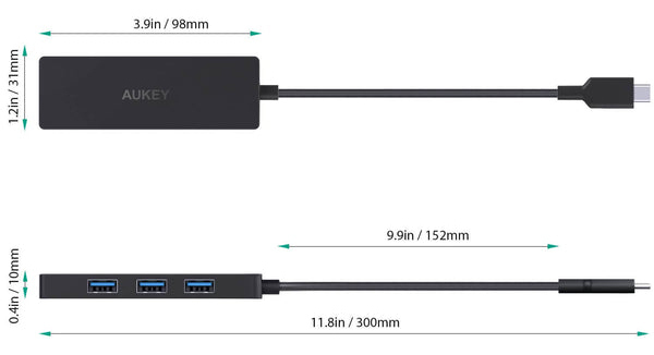 Aukey Interface Black Grey USB 3.0 Hub 4 Θυρών με σύνδεση USB-C - Image 8