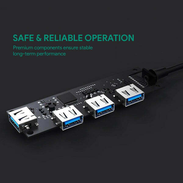 Aukey Interface Black Grey USB 3.0 Hub 4 Θυρών με σύνδεση USB-C - Image 7