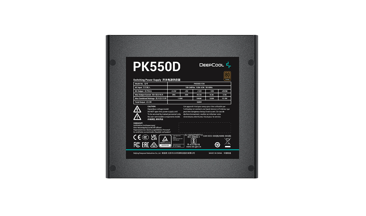 Deepcool PK550D 550W Μαύρο Τροφοδοτικό Υπολογιστή Full Wired 80 Plus Bronze - Image 3