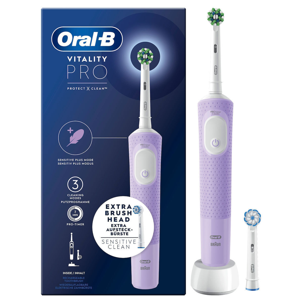 Oral-B Vitality Pro Protect X Clean Ηλεκτρική Οδοντόβουρτσα με Χρονομετρητή Lilac