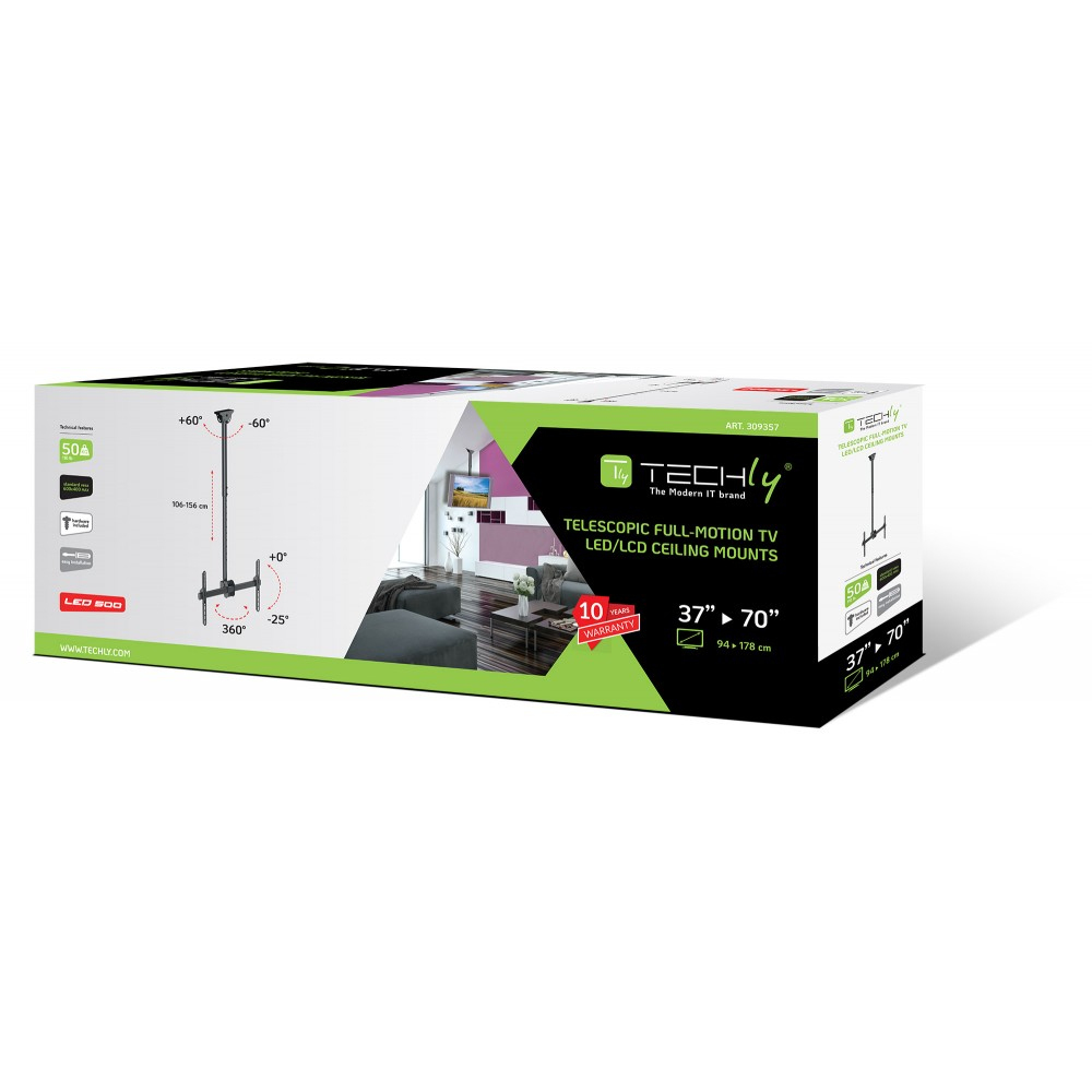 Techly ICA-CPLB 946L Βάση Τηλεόρασης Οροφής έως 70" και 50kg - Image 2