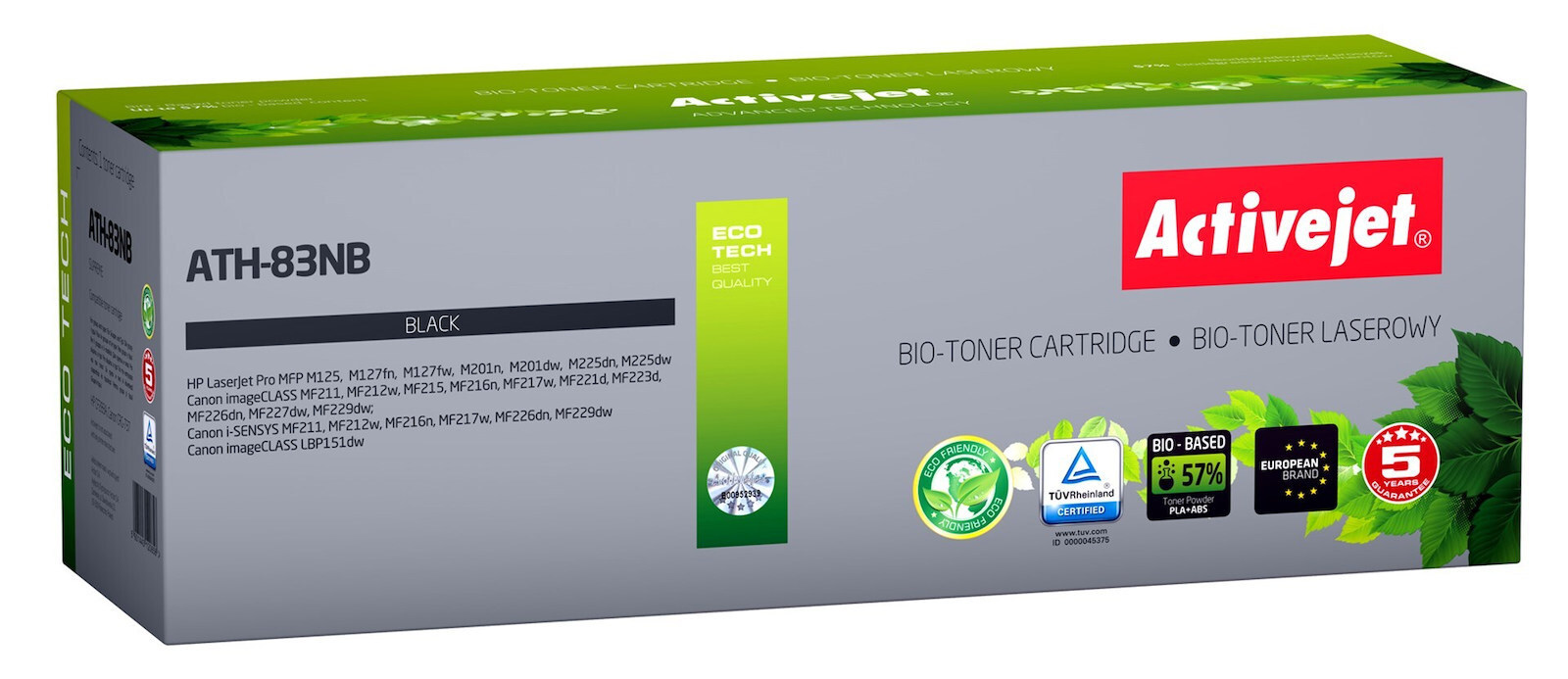 Active Jet Bio Συμβατό Toner για Laser Εκτυπωτή HP 83A CF283A 1500 Σελίδων Μαύρο
