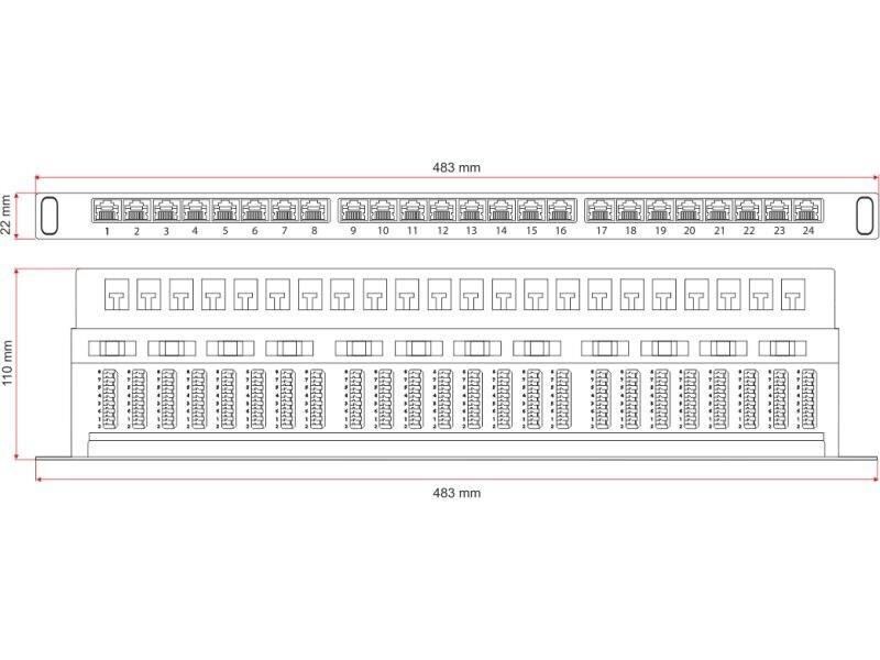 A-LAN Patch Panel 1U με 24 Θύρες RJ-45 Μαύρο - Image 3