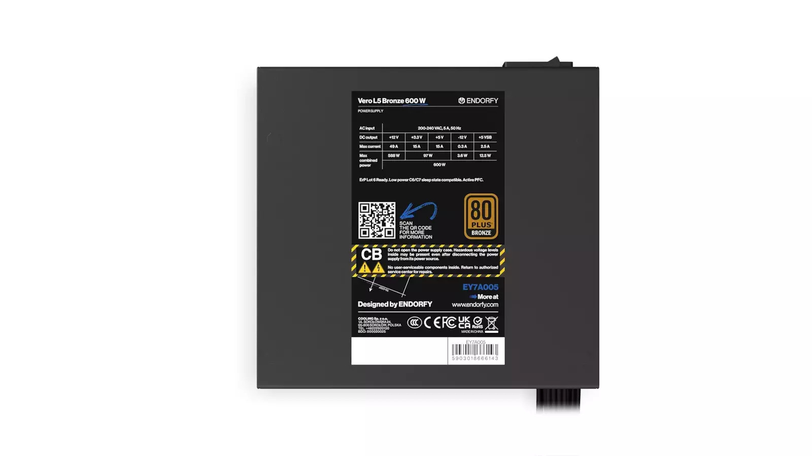 Endorfy Vero L5 Bronze 600W Full Wired 80 Plus Bronze - Image 6
