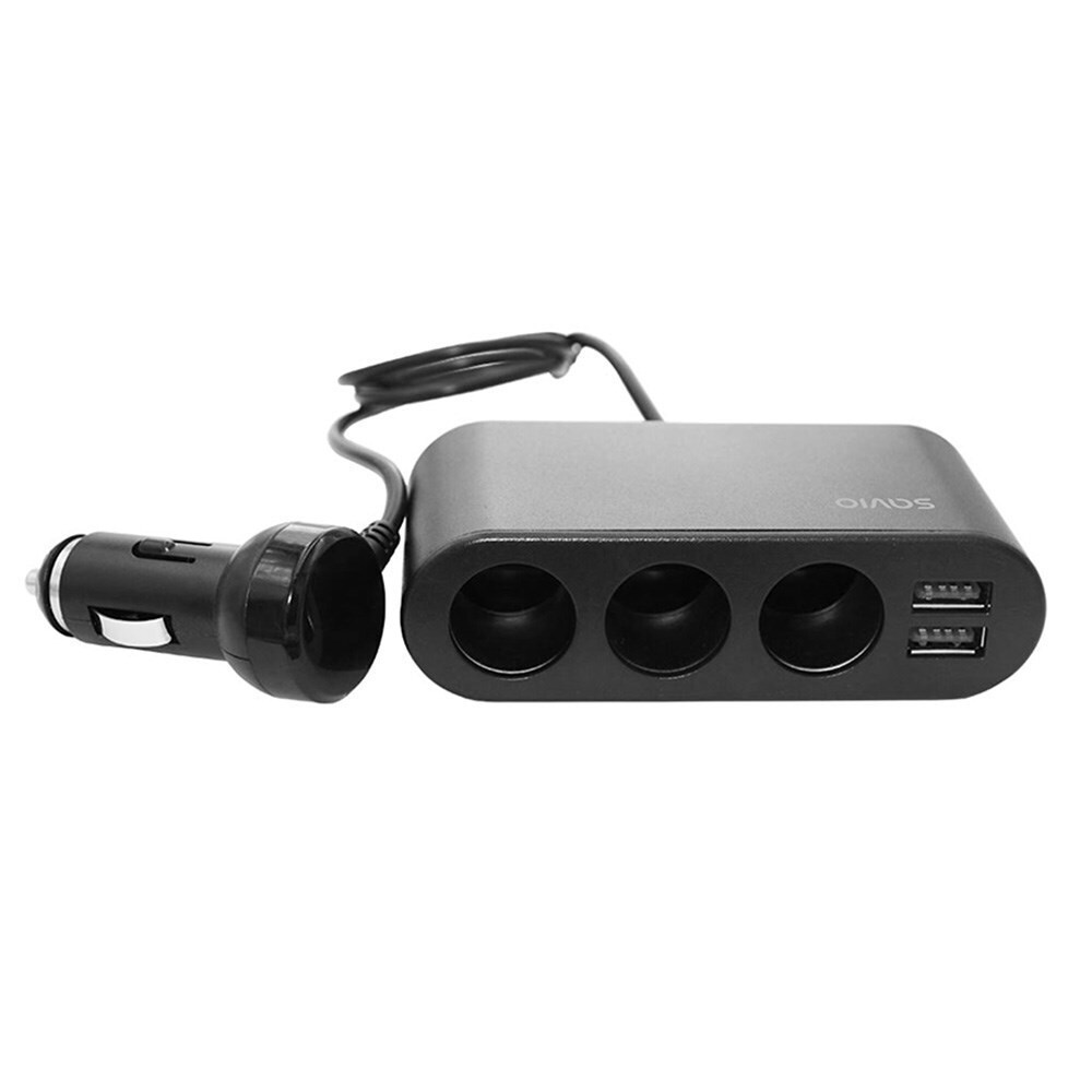Savio SA-024 Φορτιστής Αυτοκινήτου με Θύρες 2xUSB-A 3xΑναπτήρα και Καλώδιο Ενσωματωμένο - Image 2