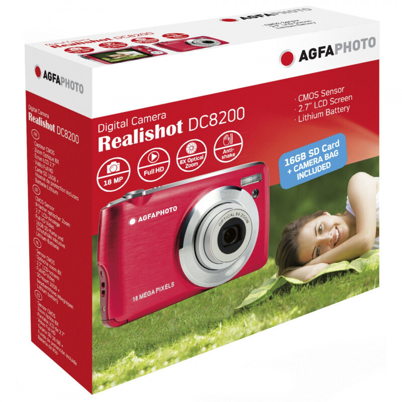 AgfaPhoto Realishot DC8200 Compact Φωτογραφική Μηχανή 18MP Οπτικού Ζουμ 8x με Οθόνη 2.7" και Ανάλυση Video Full HD (1080p) Κόκκινη - Image 5