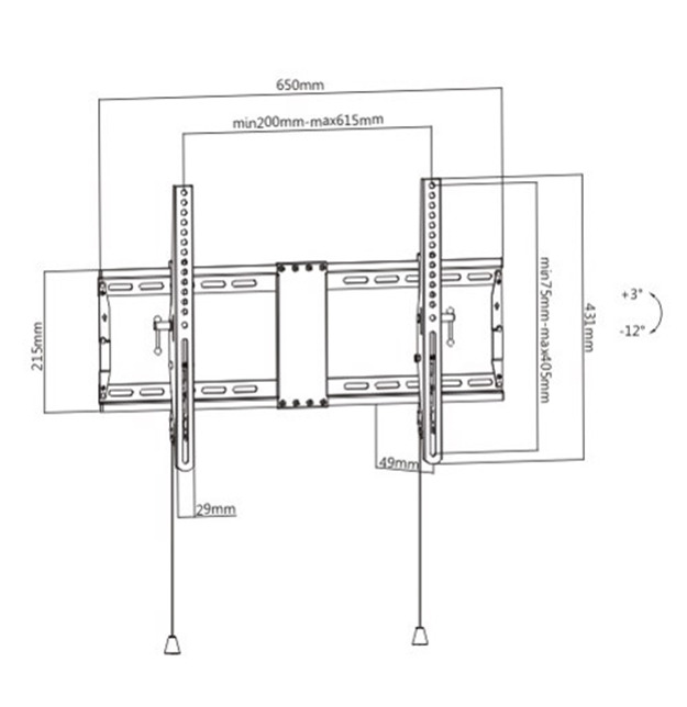 Gembird WM-80T-01 Βάση Τηλεόρασης Τοίχου έως 70kg - Image 3