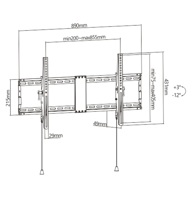 Gembird WM-90T-01 Βάση Τηλεόρασης Τοίχου έως 70kg - Image 2