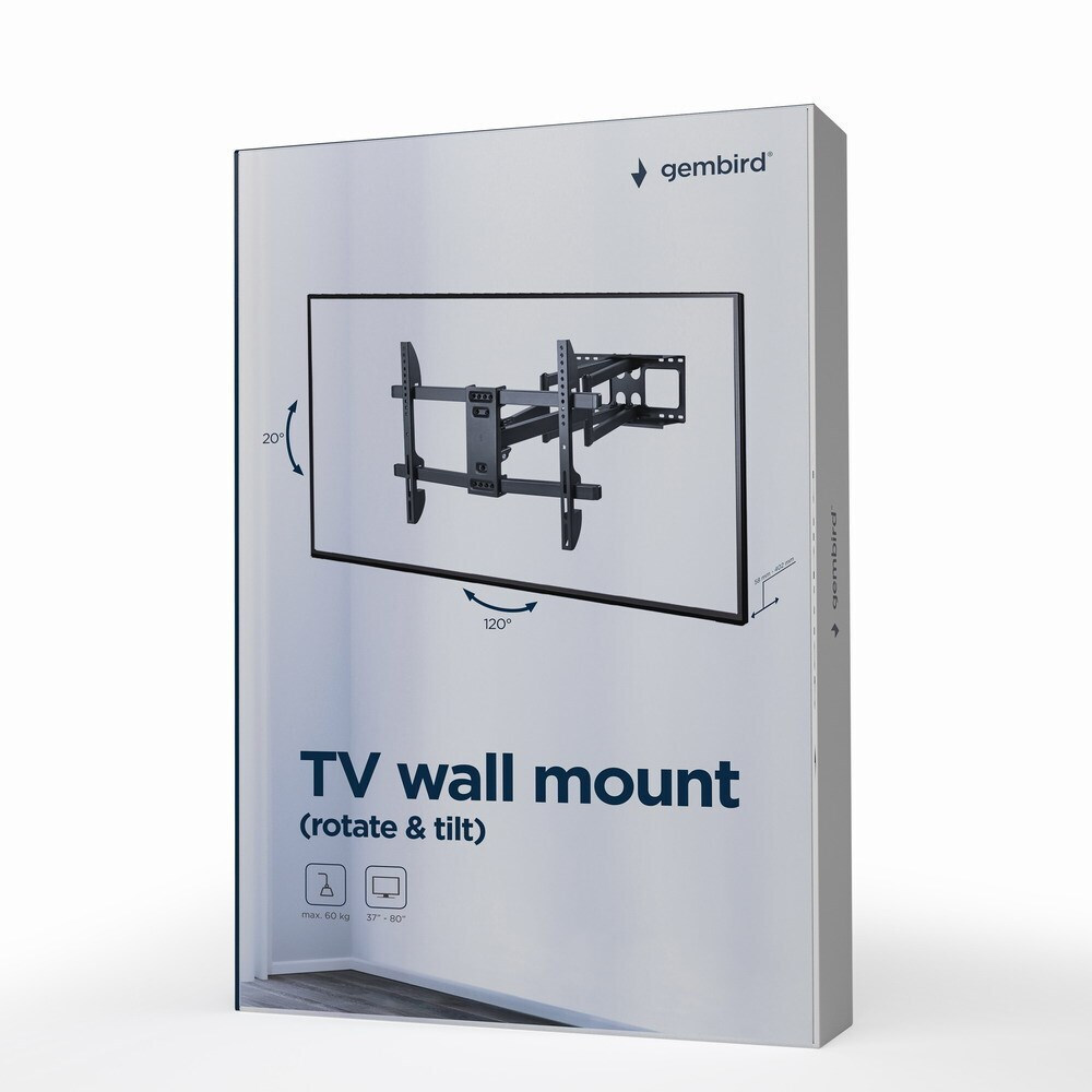 Gembird WM-80ST-02 Βάση Τηλεόρασης Τοίχου με Βραχίονα έως 80" και 60kg - Image 3