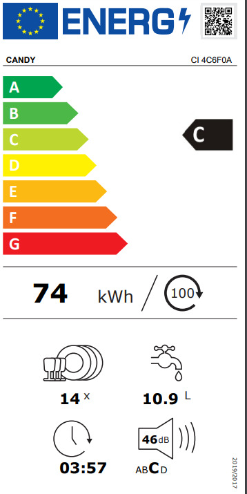 Candy Πλήρως Εντοιχιζόμενο για 14 Σερβίτσια Π59.7xY81.8εκ. CI 4C6F0A - Image 5