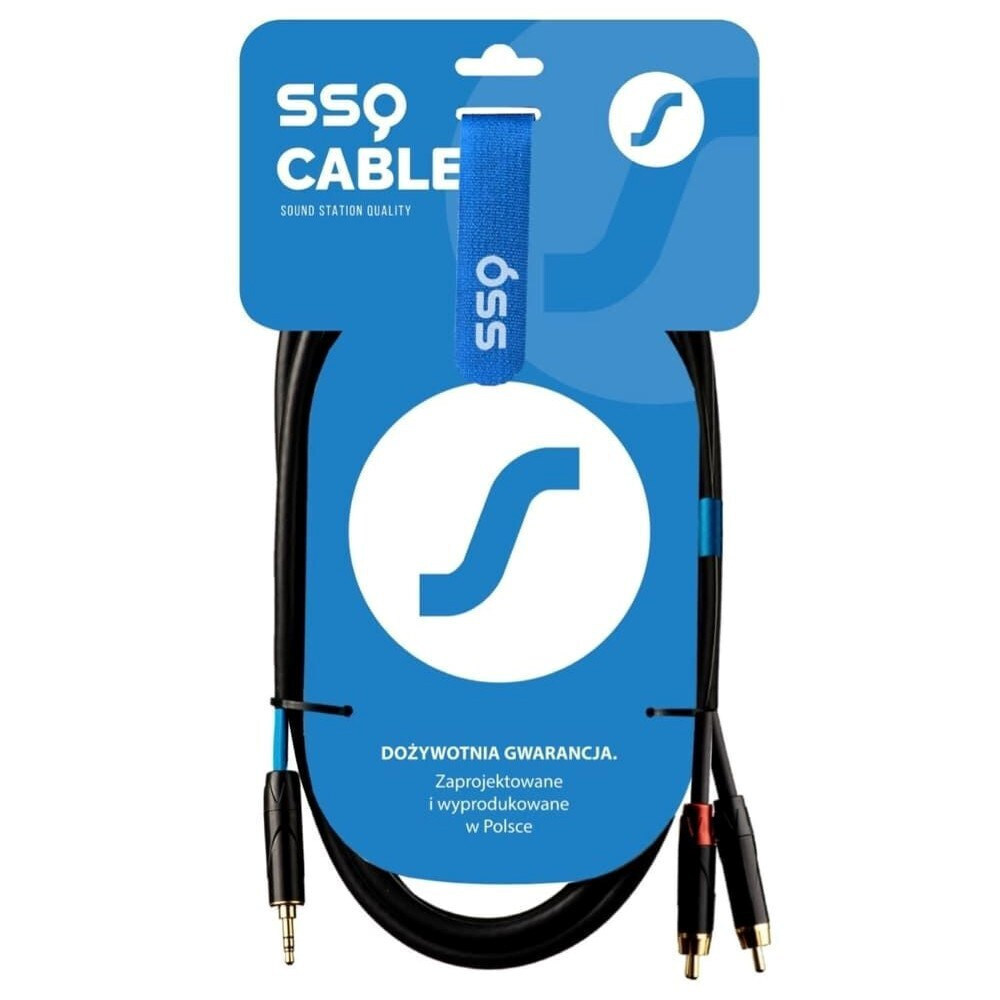Sound Station Quality (SSQ) Καλώδιο 3.5mm male - 2x RCA male Μαύρο 1m (SS-1421)