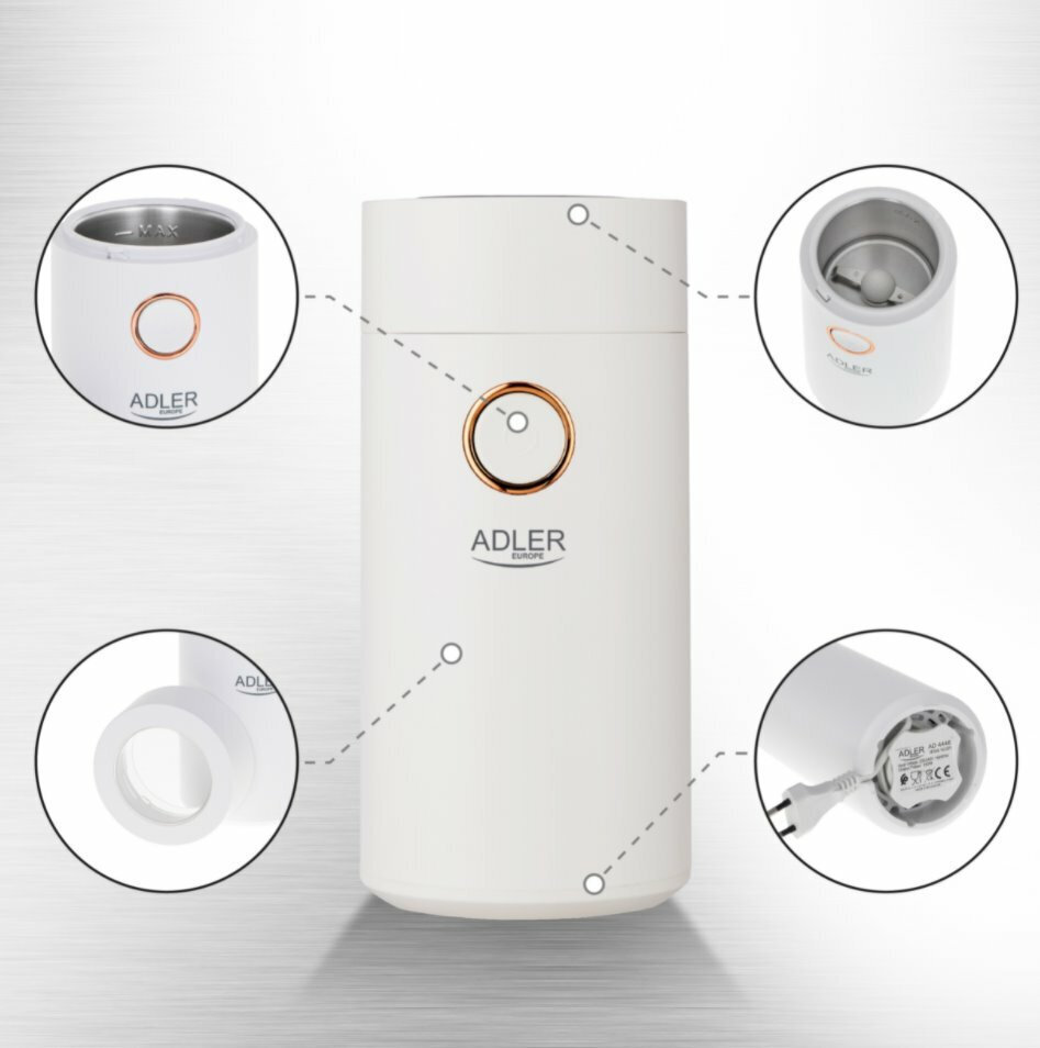 Adler Ηλεκτρικός Μύλος Καφέ 150W με Χωρητικότητα 75gr Λευκός - Image 8