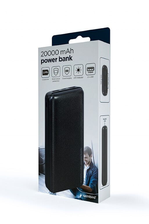 Gembird PB20-02 20000mAh 12W Μαύρο - Image 6