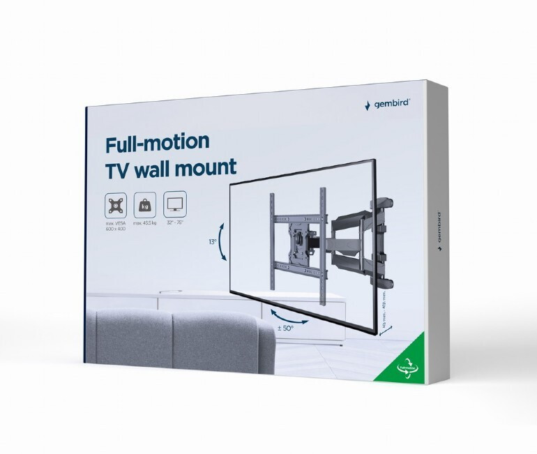 Gembird WM-75ST-01 Βάση Τηλεόρασης Τοίχου έως 75" και 45.5kg - Image 2